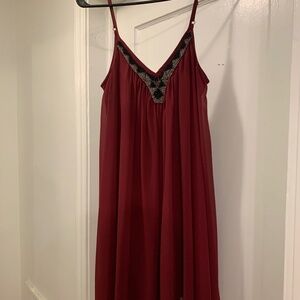 Short spaghetti strap beaded detail flounce dress